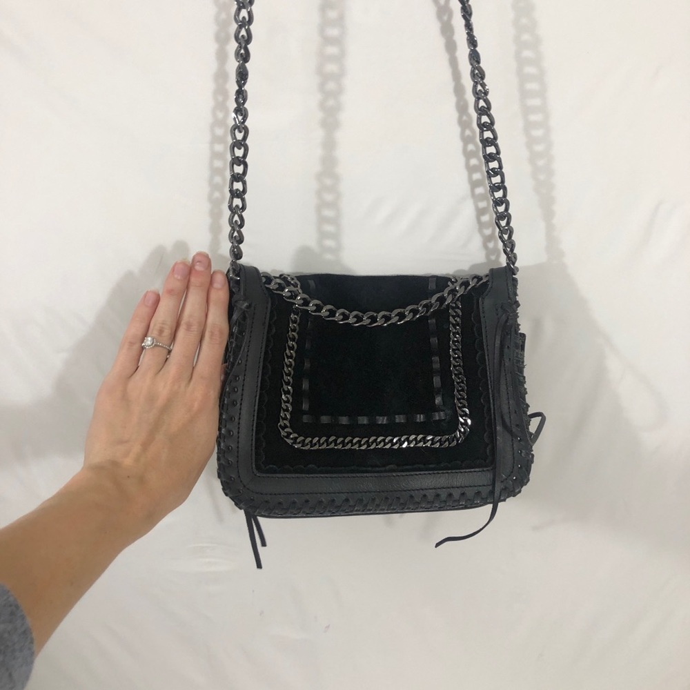 Zara Suede chain crossbody bag black - Picture 5 of 10